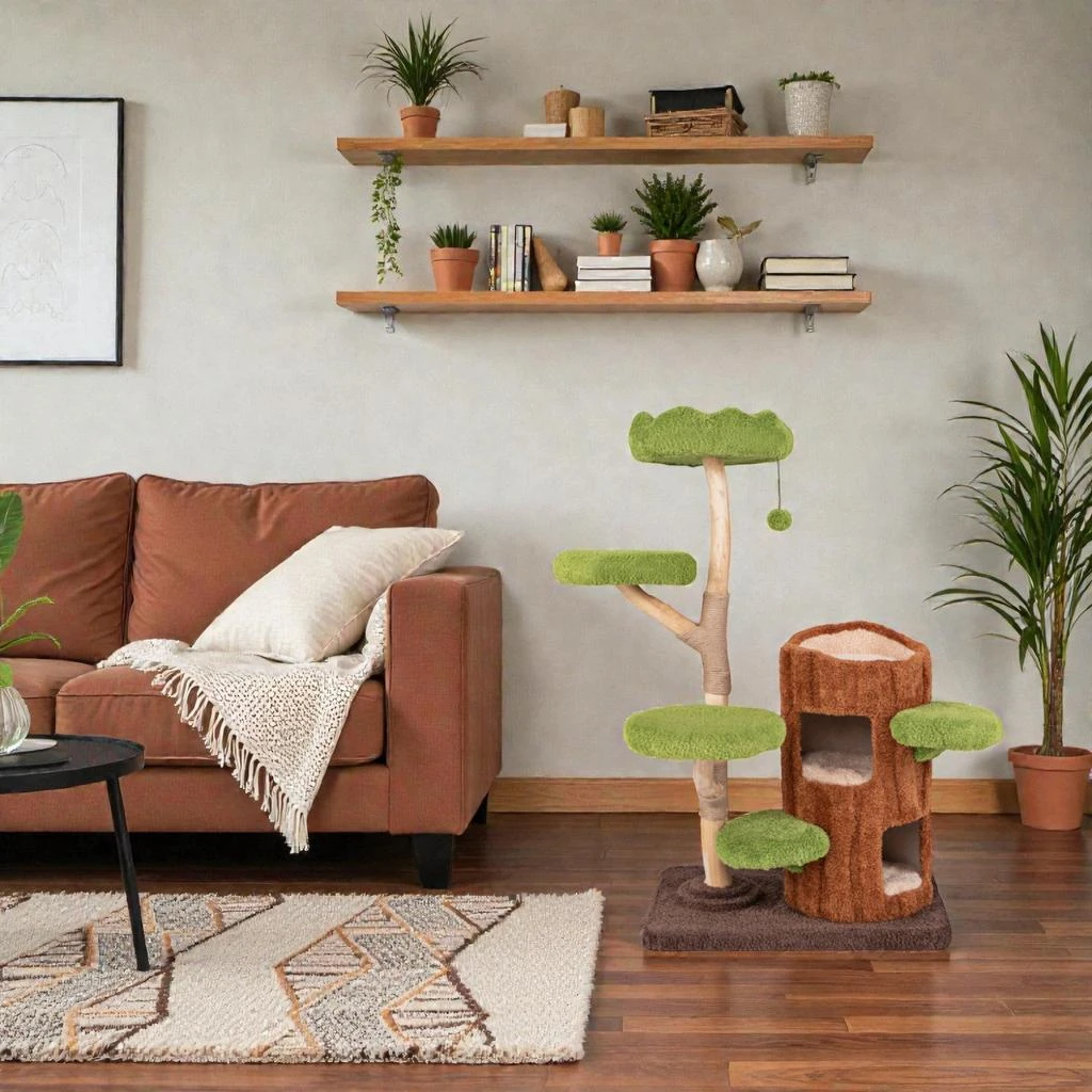 Hivvago Multi-Tier Cat Tower with Double-Level Condo and Sisal Scratch Panel