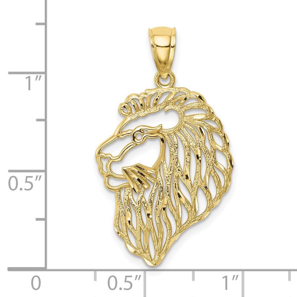 Diamond2Deal 10k Yellow Gold Diamond-Cut Lion Profile Pendant