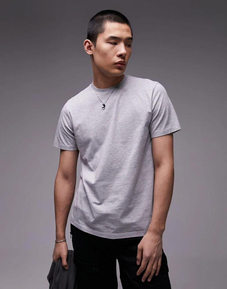 Topman Topman regular fit t-shirt in grey marl 3