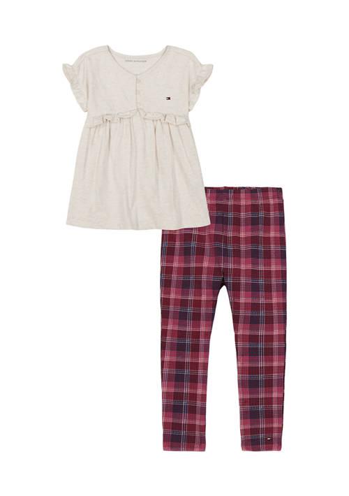 Tommy Hilfiger Hilfiger Girls 4 6X Jersey Top And Printed Leggings Set