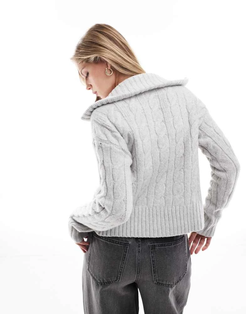 HOLLISTER Hollister double zip knitted jumper in grey 4