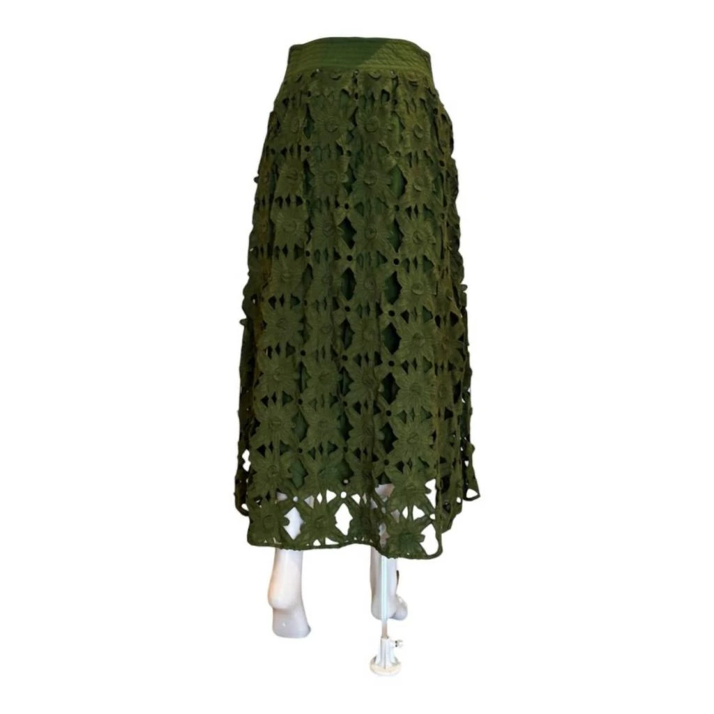 Farm Rio Richelieu Midi Skirt In Green 2