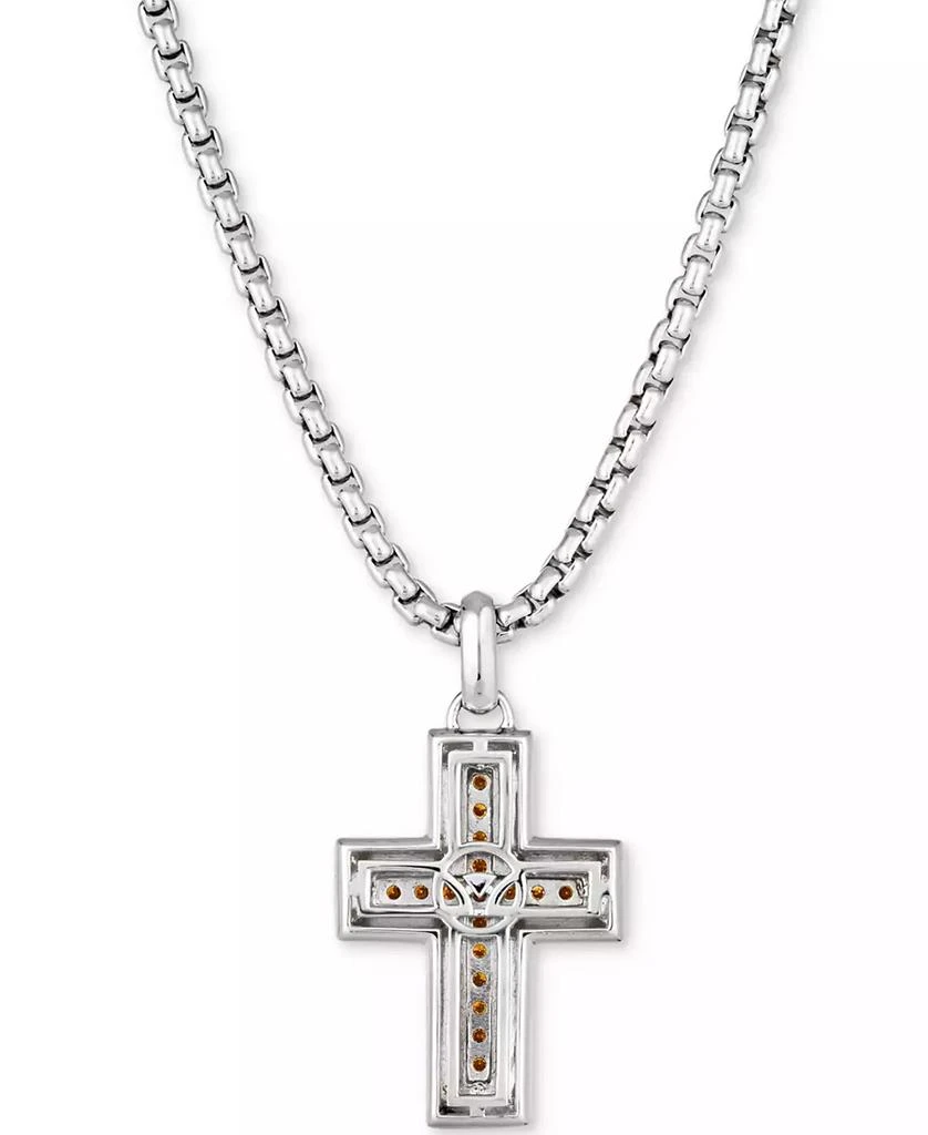 Le Vian Chocolatier® Men's Chocolate Diamond Cross 22" Pendant Necklace (1/3 ct. t.w.) in Sterling Silver & 14k Rose Gold-Plate 4