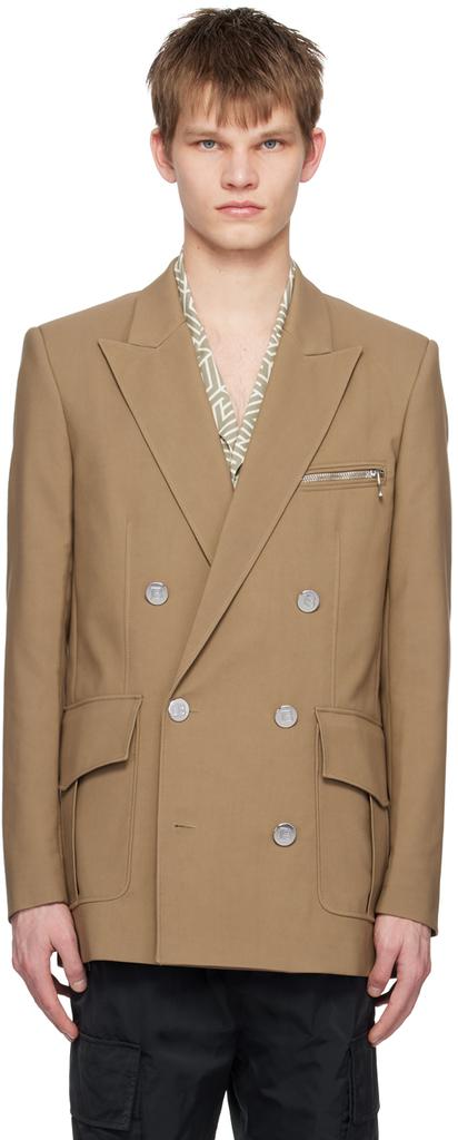 Balmain Taupe Double-Breasted Blazer