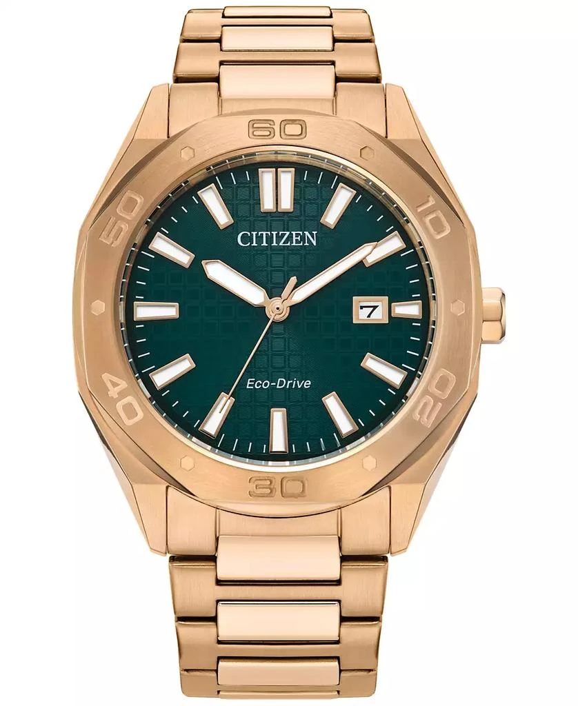 Citizen Eco-Drive Men's Weekender Sport Rose Gold-Tone Stainless Steel Bracelet Watch 41mm 1