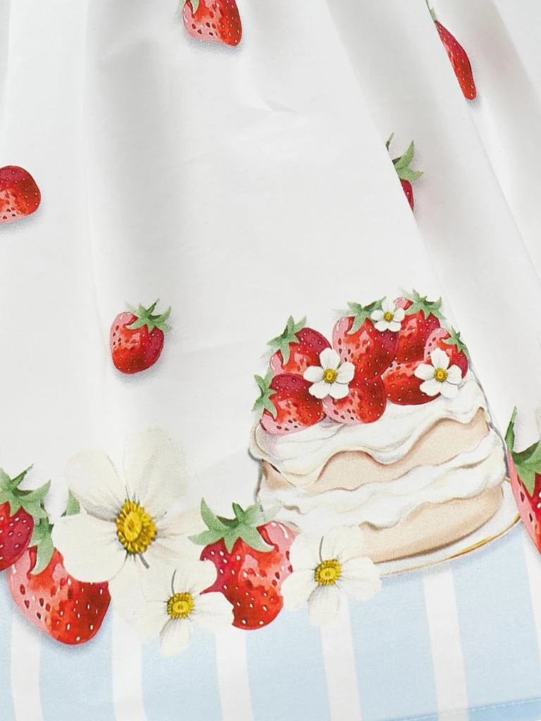 MONNALISA Monnalisa Baby Girls Cotton Strawberries Dress in White 3