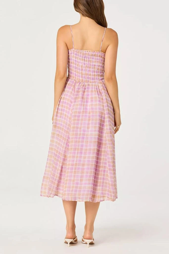 ASTR ASTR The Label Lahela Plaid Smocked Tie-Strap Midi Dress 2