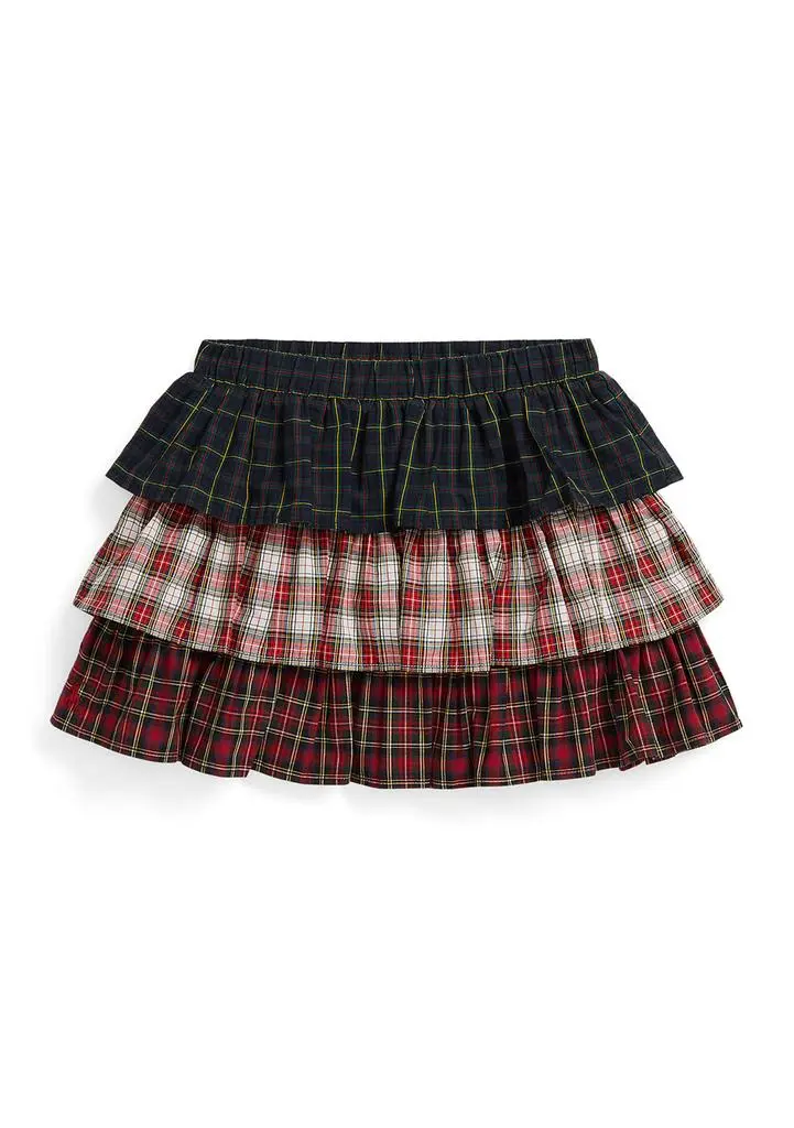 Ralph Lauren Girls 4-6x Plaid Tiered Poplin Skirt