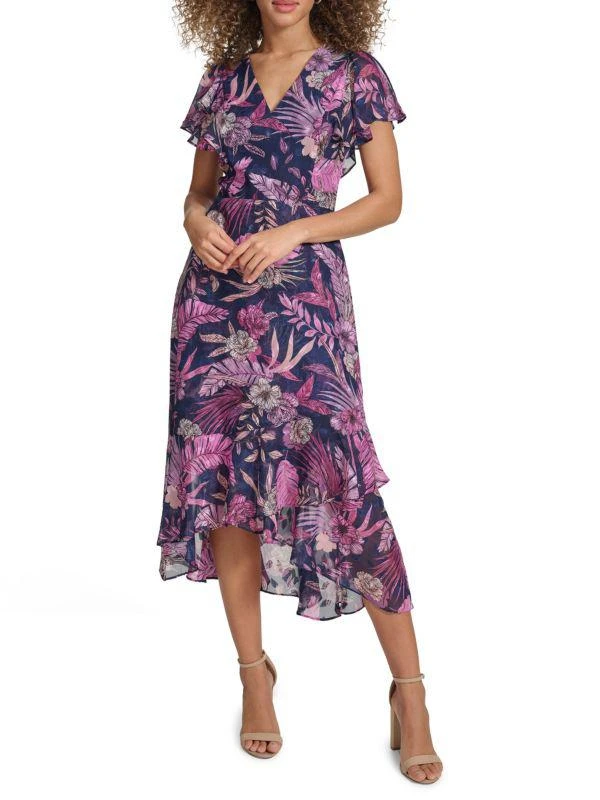 Kensie Flutter Sleeve Midi-Dress 1