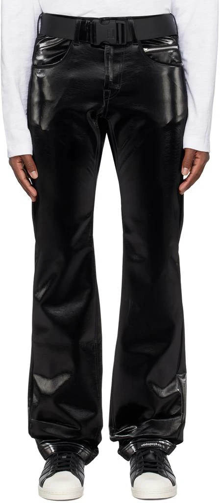 99%IS- Black 'ATT1%TUDE' Always Glossy Trousers 1