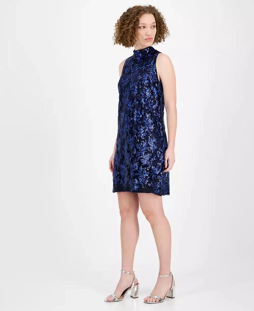 Robbie Bee Women's Sequinned Mock-Neck Sheath Dress 2