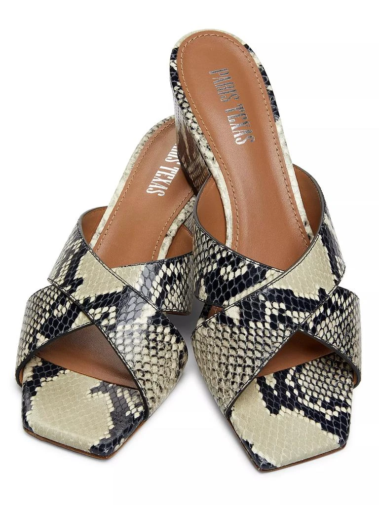 Paris Texas Python-Print Leather Mules 6