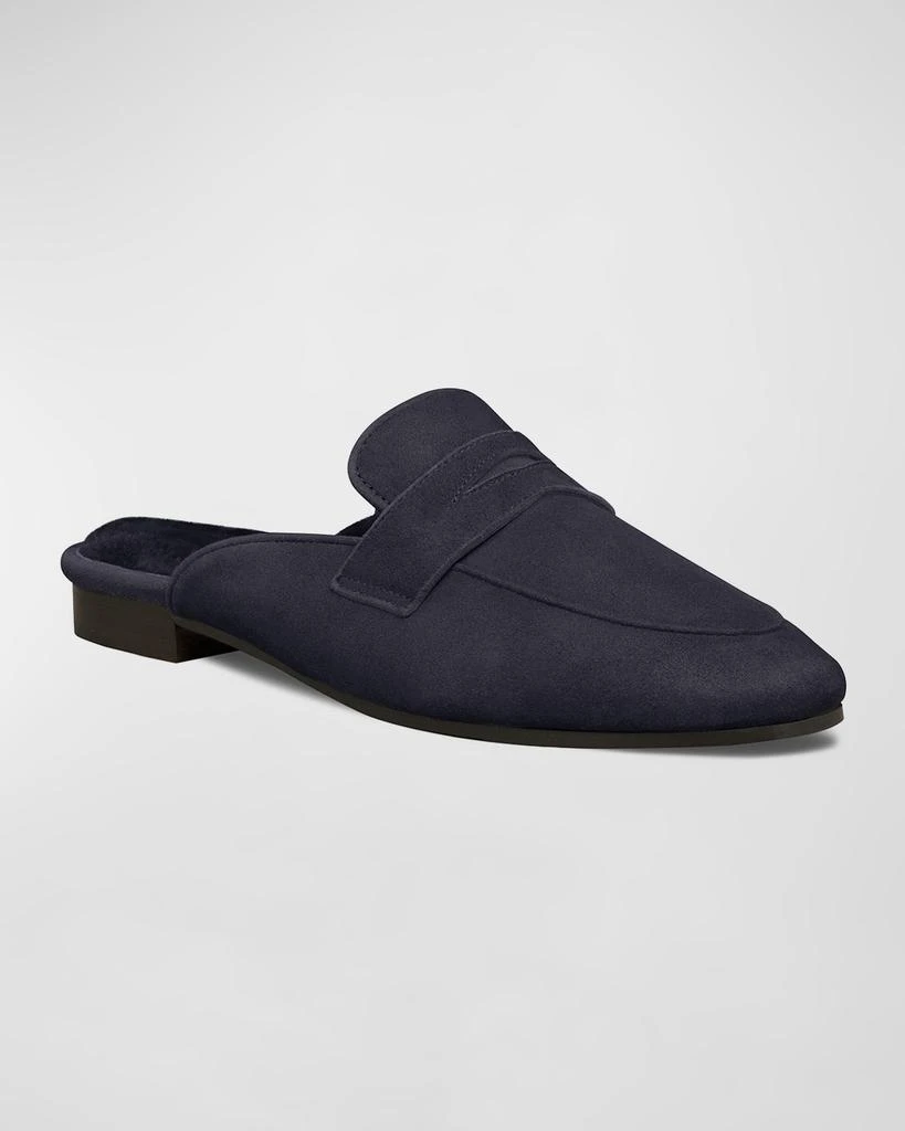 Bougeotte Suede Shearling Penny Loafer Mules 2