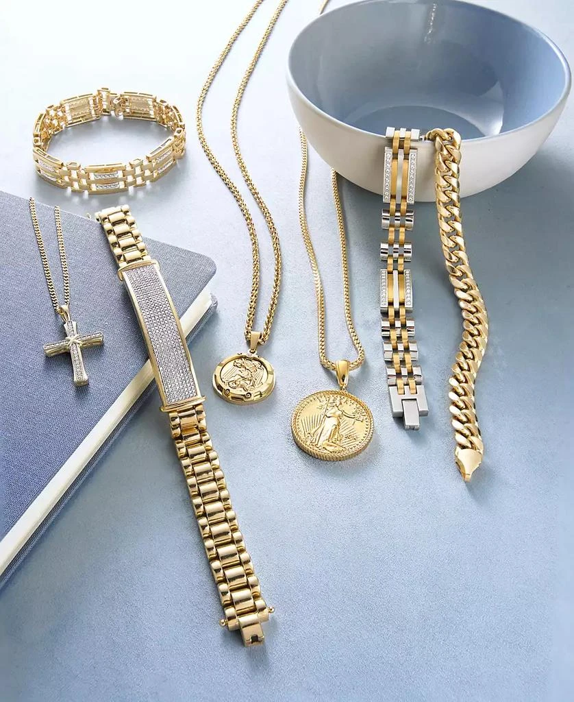 Macy
s Men
s Coin 24" Pendant Necklace in 14k Gold-Plated Sterling Silver 5