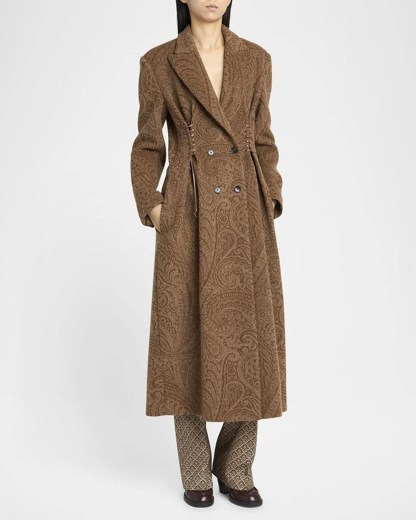 ETRO Paisley Wool Laced Long Trench Coat 4