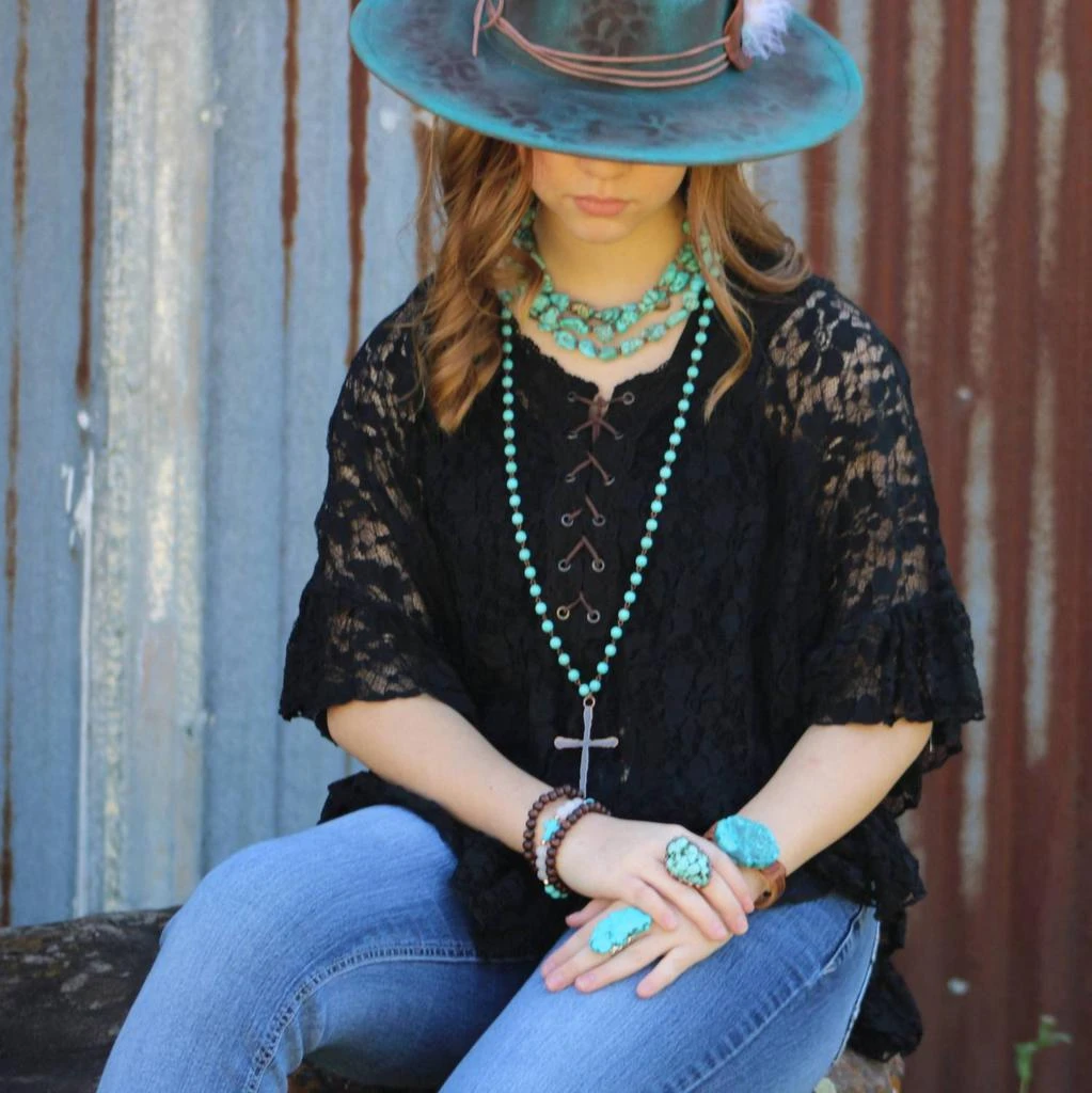 Jewelry Junkie Jewelry Junkie - Women
s Long Beaded Antique Copper Cross Necklace 2