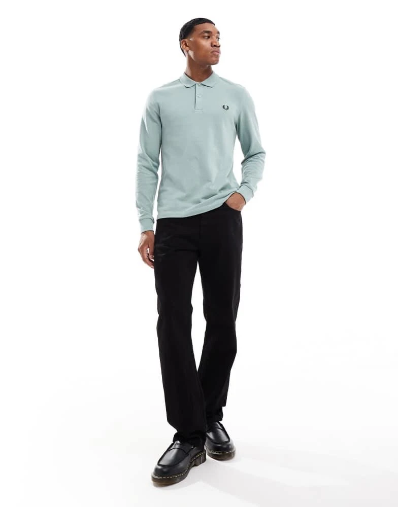 Fred Perry Fred Perry long sleeved polo shirt in light blue 2