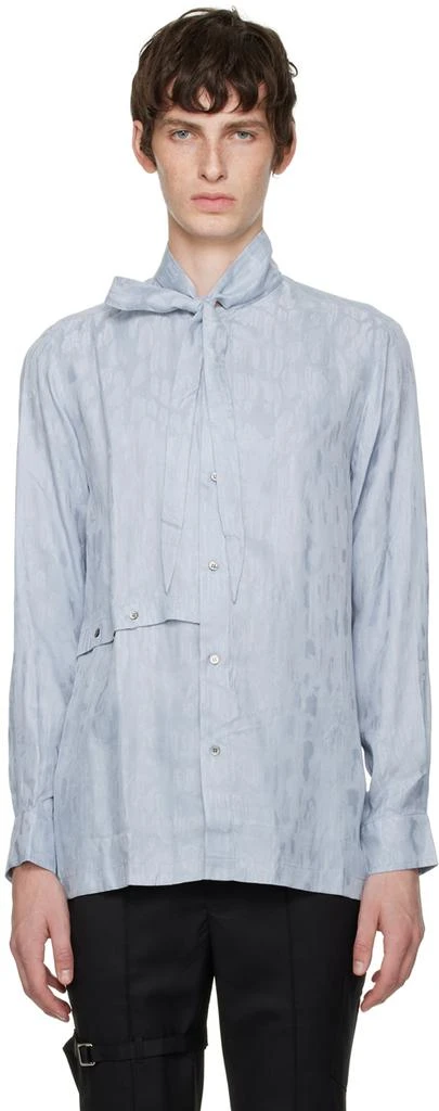 The World Is Your Oyster Blue Self-Tie Shirt 1