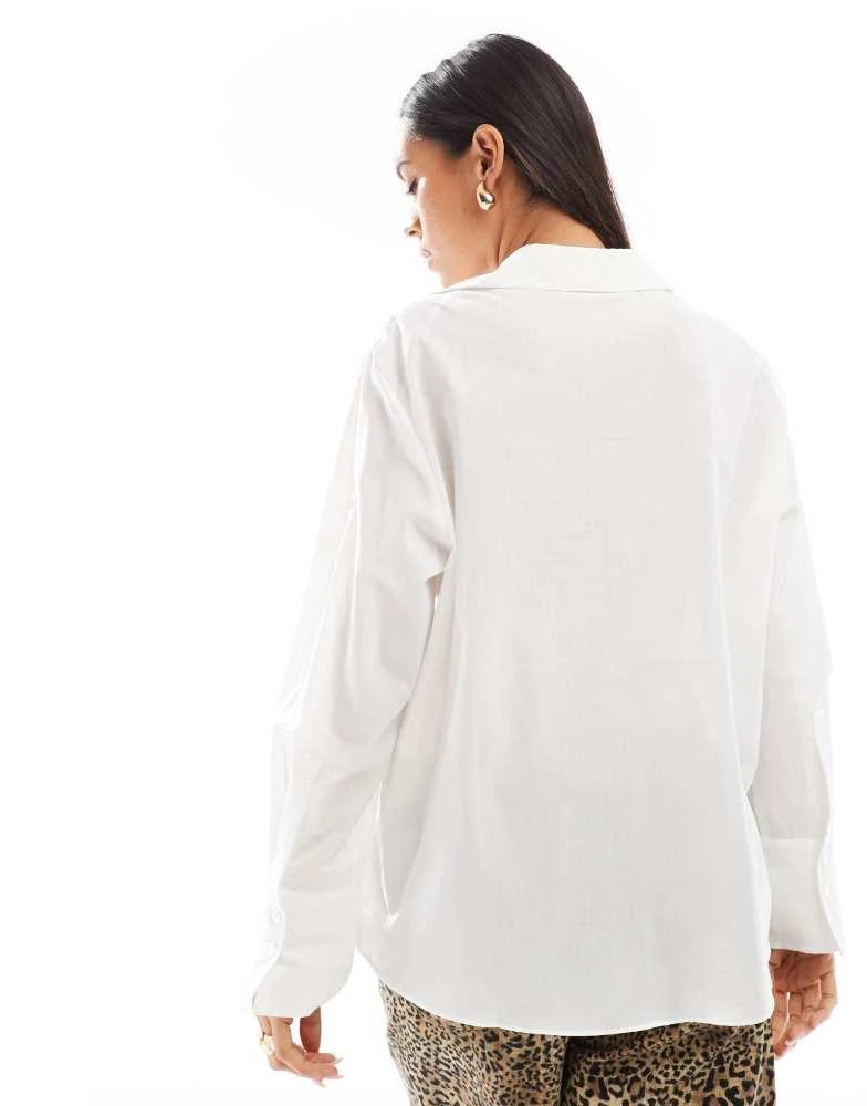 Mango Mango oversized shirt in white 3