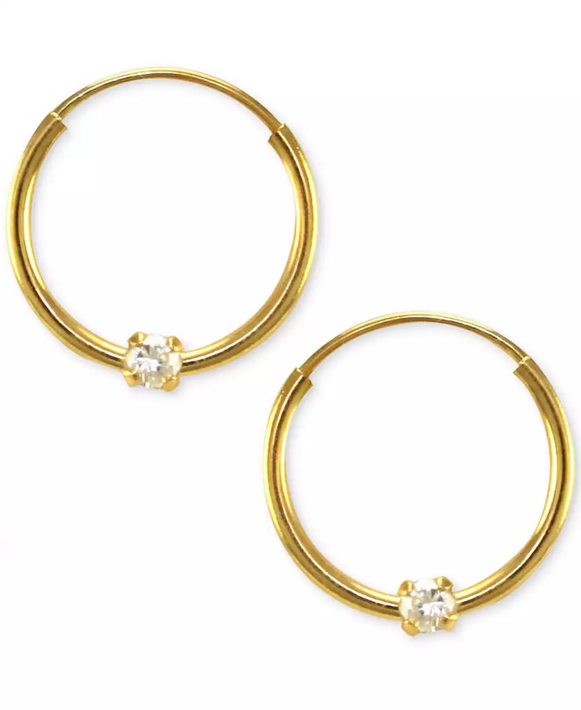 Macy's Children's Cubic Zirconia Accent Endless Hoop Earrings in 14K Yellow Gold (2mm)