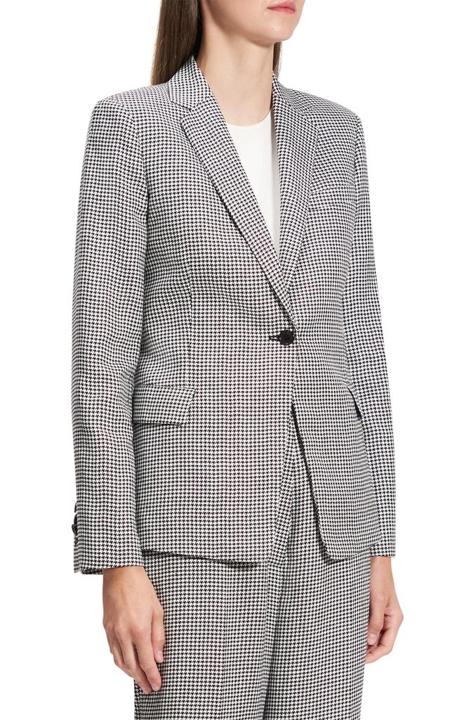 Theory B.Mel Houndstooth Check Slim Fit Linen Blend Blazer