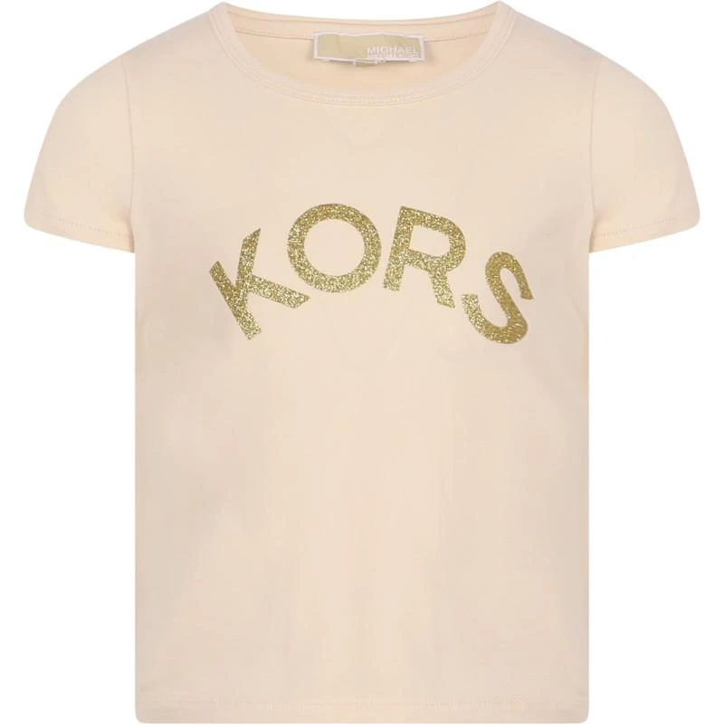 Michael Kors Glittery monogram t shirt in cream 1
