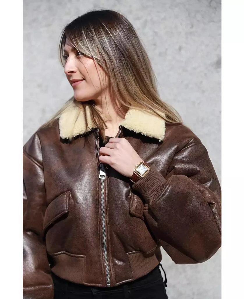 Peugeot Women's 14K Gold-Plated 32mm Tank Shape Brown Leather Strap Watch 5