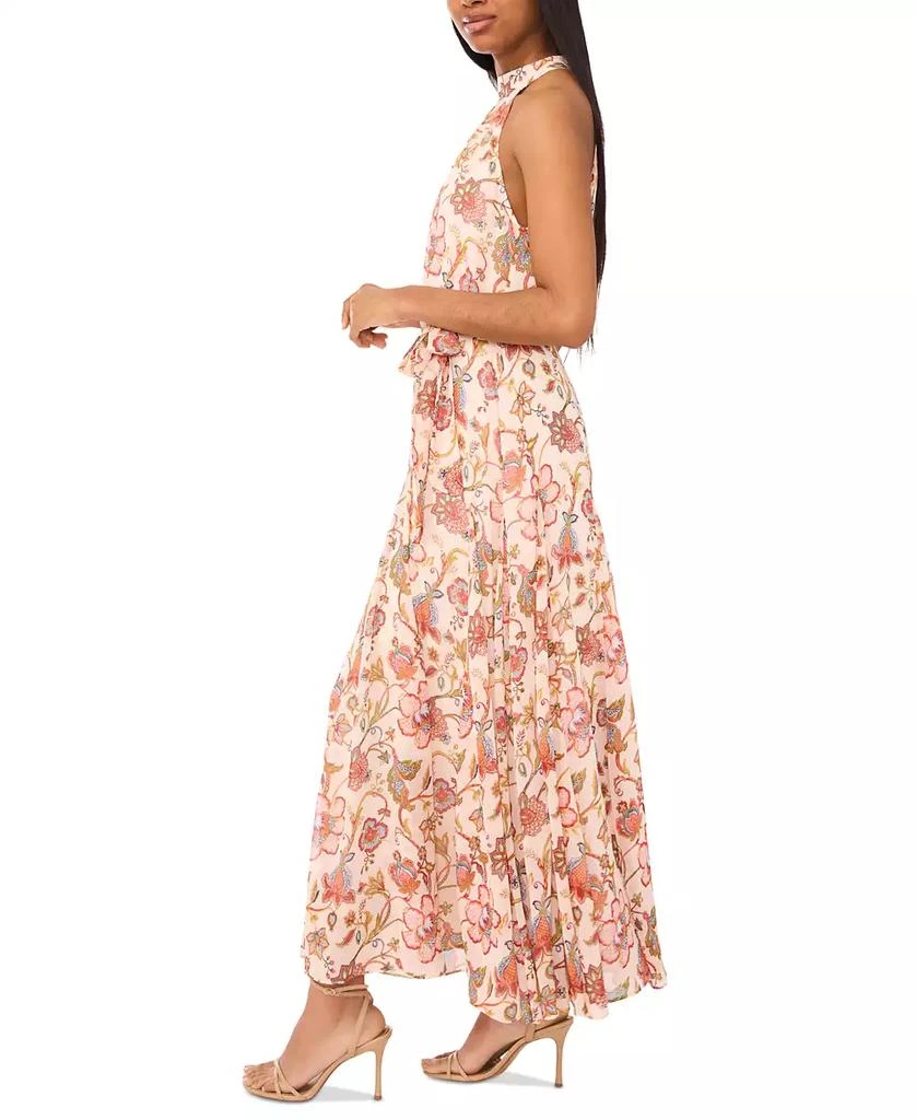 CeCe Women's Printed Tie-Wait Sleeveless Maxi Dress - Corsage - Size 0