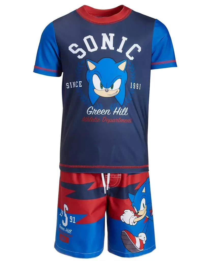 Sonic Little Boys Rash Guard & Swim Trunks, 2 Piece Set 1