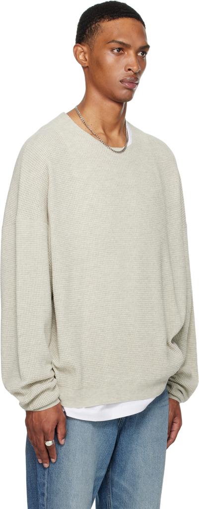 Essentials Beige Waffle Long Sleeve Crewneck Sweatshirt