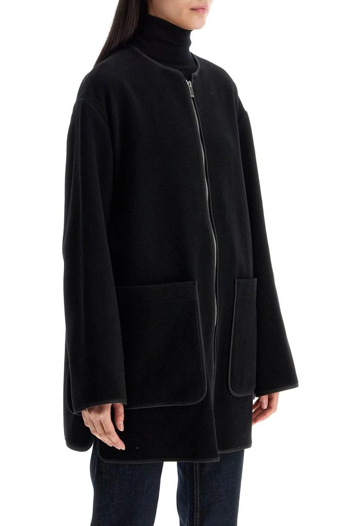 Totême black wool felt high collar jacket with zip 2