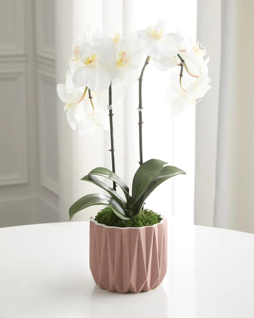 T&C Floral Company Double Orchid 20" Faux Floral Arrangement in Geometric Container 2