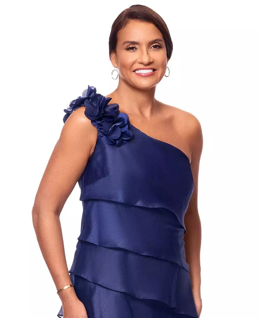 XSCAPE Petite One-Shoulder Tiered Satin Gown 3