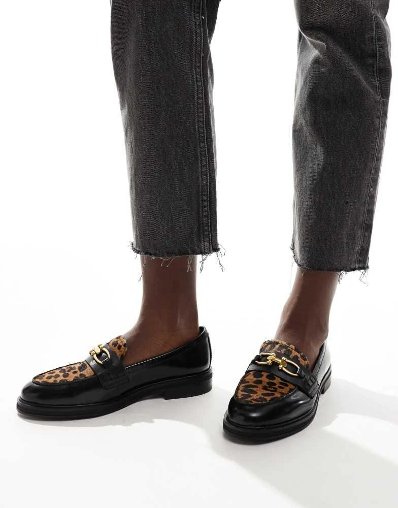 ALDO ALDO Bissom loafers in black and leopard leather 4