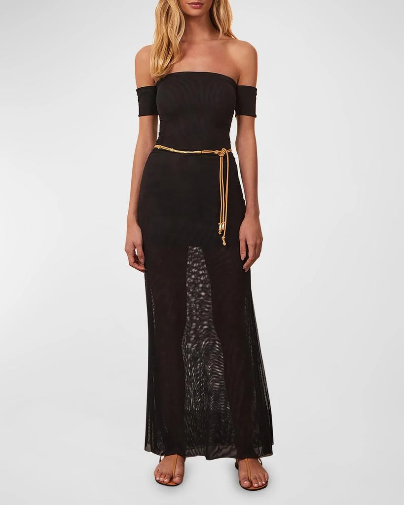 Vix Swimwear Solid Brine Off-Shoulder Mesh Maxi Dress 1