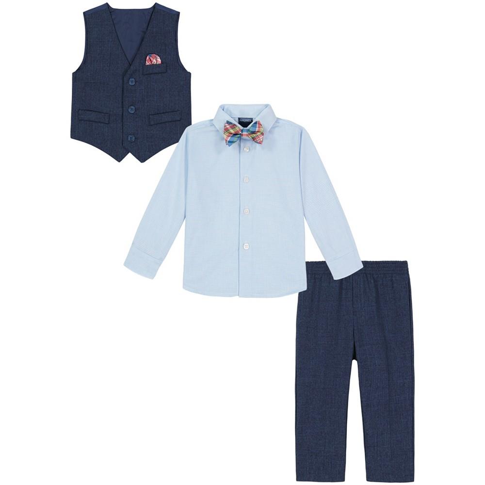 Nautica Baby Boys Striated Shirt, Vest, Bowtie and Pants, 4 Piece Set
