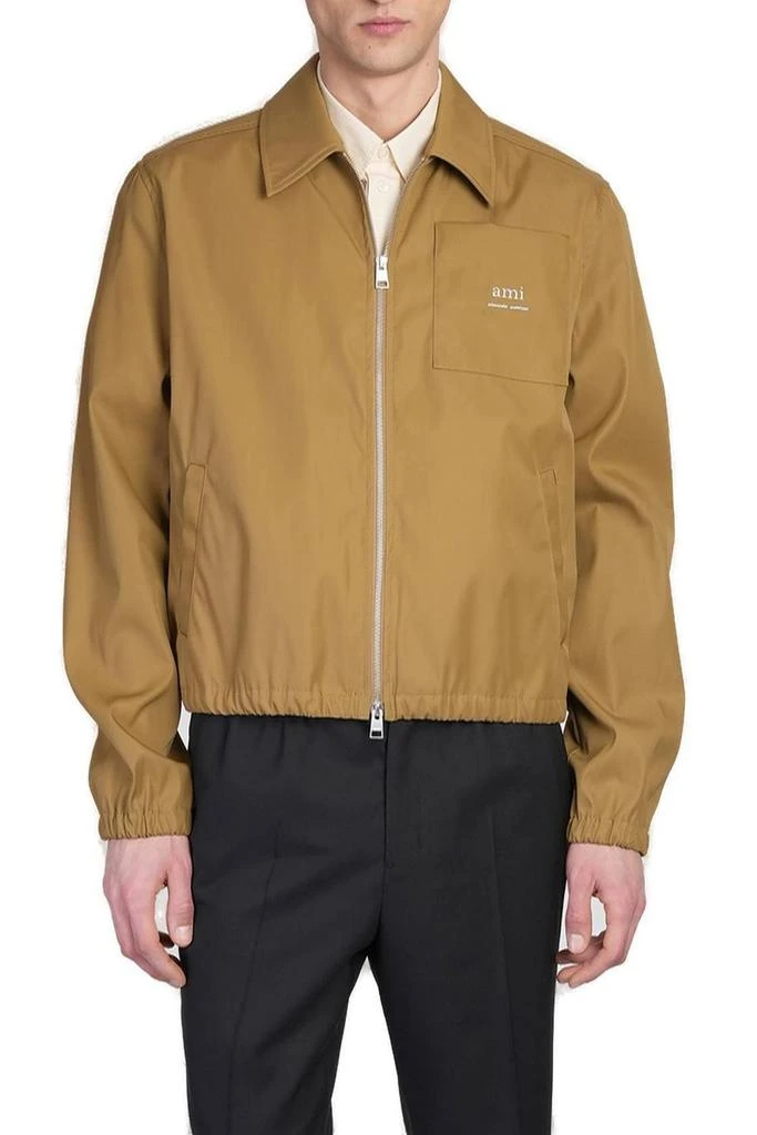 AMI Paris Logo-Lettering Zip-Up Bomber Jacket – On Sale Now with