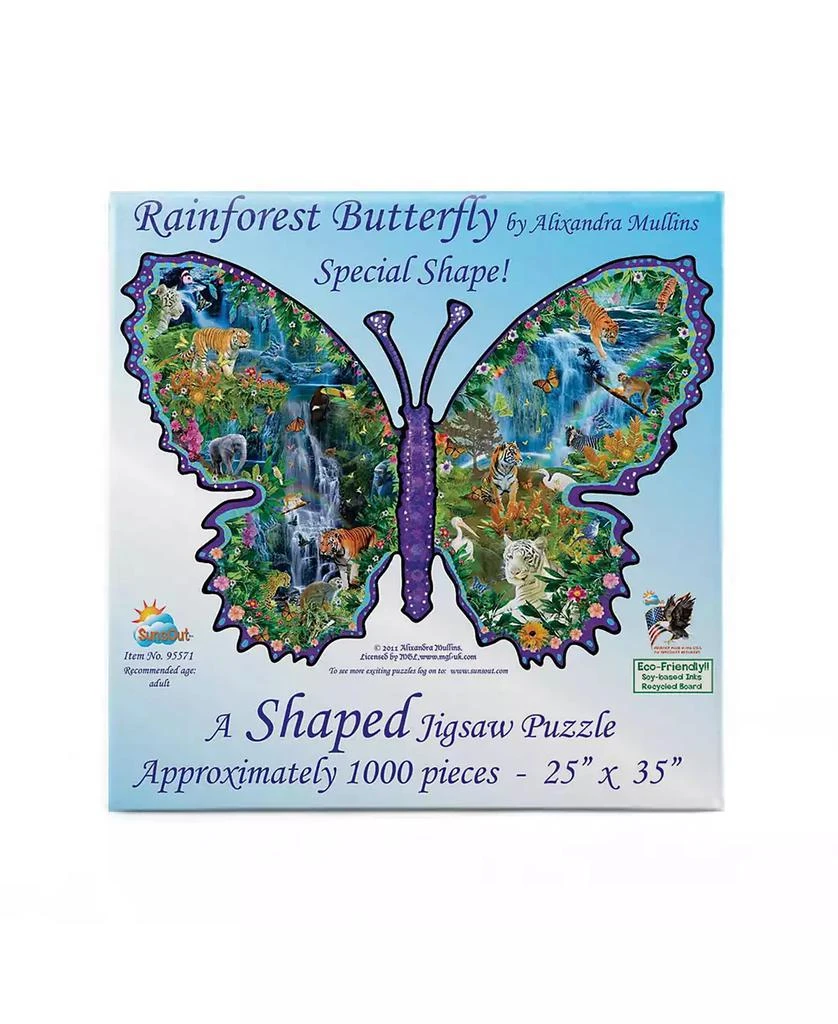 SunsOut Rainforest Butterfly 1000 piece Jigsaw Puzzle for Adults Special Shape 3