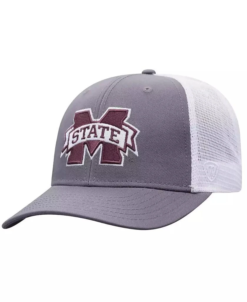 Top of the World Men's Gray/White Mississippi State Bulldogs Victory Baseline Trucker Adjustable Hat 1
