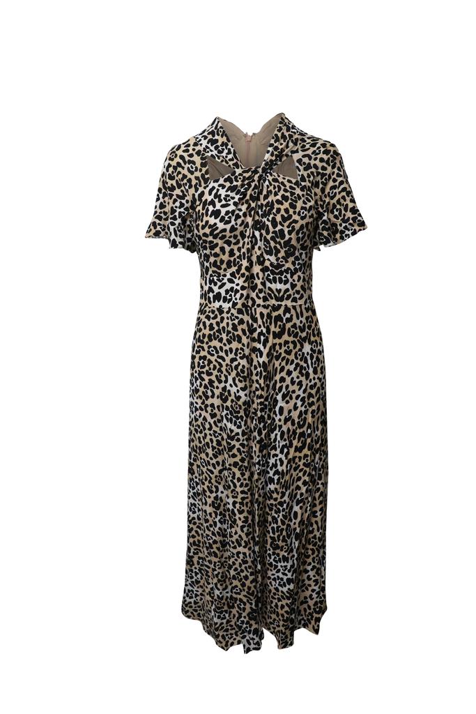 Temperley London Wild Cat Midi Dress in Animal Print Viscose