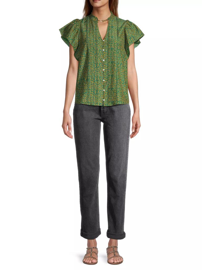 Birds of Paradis Cate Floral Cotton & Silk Blouse