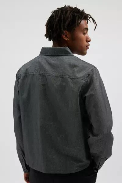 Urban Outfitters UO Shiny Solid Long Sleeve Button-Down Dress Shirt 4