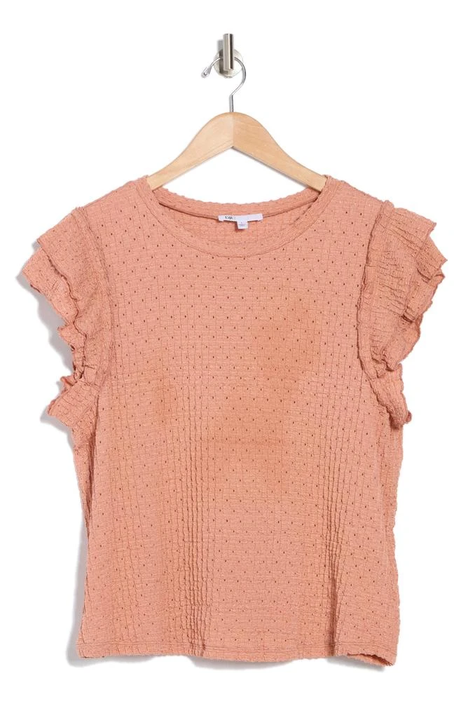 DR2 by Daniel Rainn Ruffle Sleeve Pointelle Knit Top 1