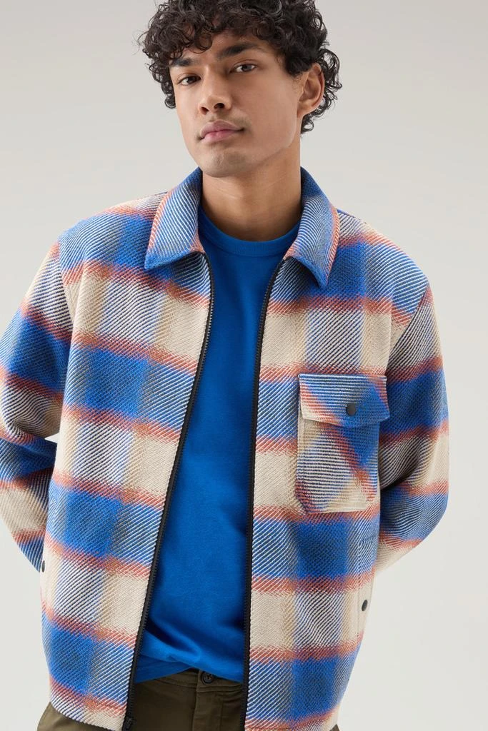 Woolrich Shirt Jacket in Manteco Recycled Cotton Blend - Men - Blue 4