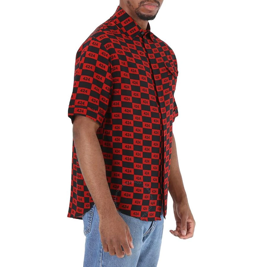 424 Men's Short-sleeve Repeat 424 Logo Shirt In Red/Black 2