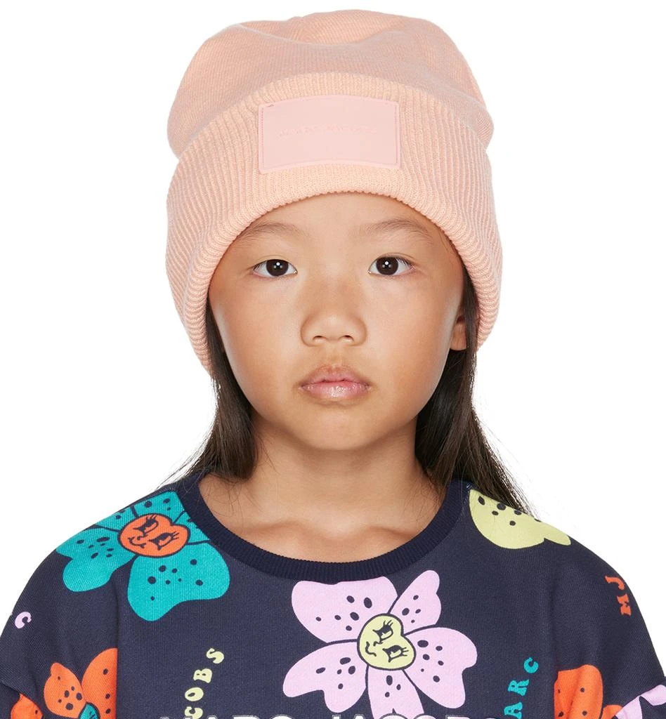 Marc Jacobs Kids Pink Logo Patch Beanie