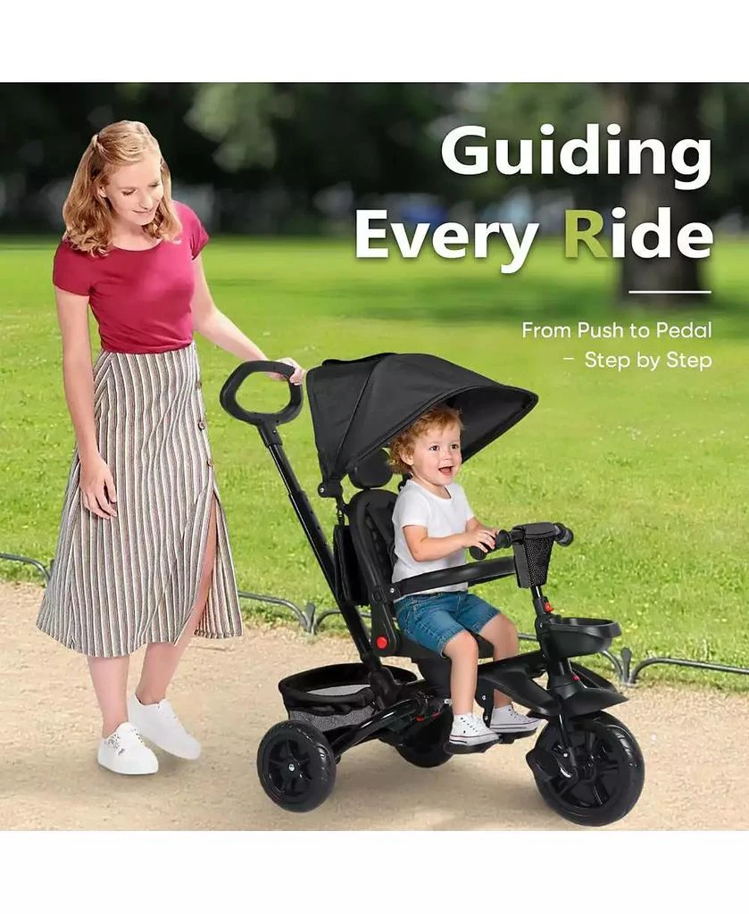 Kinder King Kids Tricycle Stroller, 7 In 1 Folding Toddler Trike w/Adjustable Push Handle 8