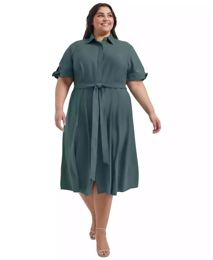 Calvin Klein Plus Size Tie-Sleeve Shirtdress 1