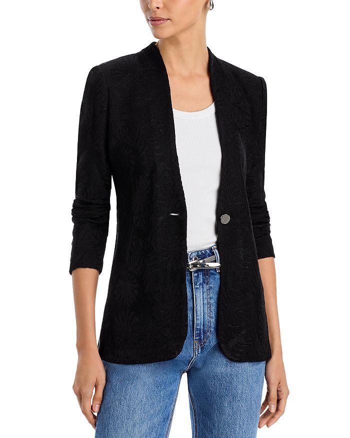 Misook One Button Knit Jacquard Jacket - Heritage Fit