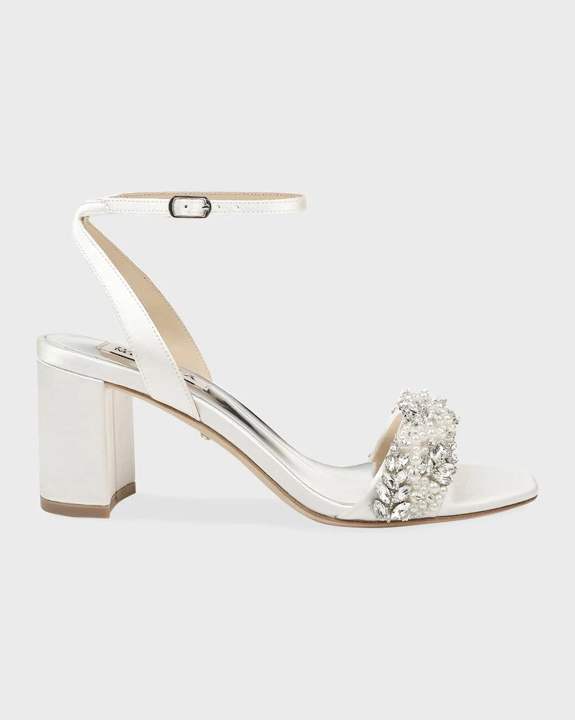 Badgley Mischka Clara Embellished Satin Cocktail Sandals 1